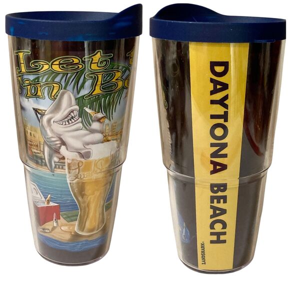 Vintage Tervis LandShark Beer Daytona Beach Tumbler Cup Mug Souvenir Shark 24 oz - Picture 1 of 10